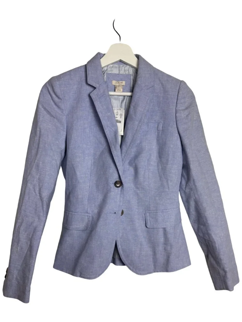 J.Crew Linen Blend Schoolboy Blazer Jacket Women's Blue Tailored Classic Size 00